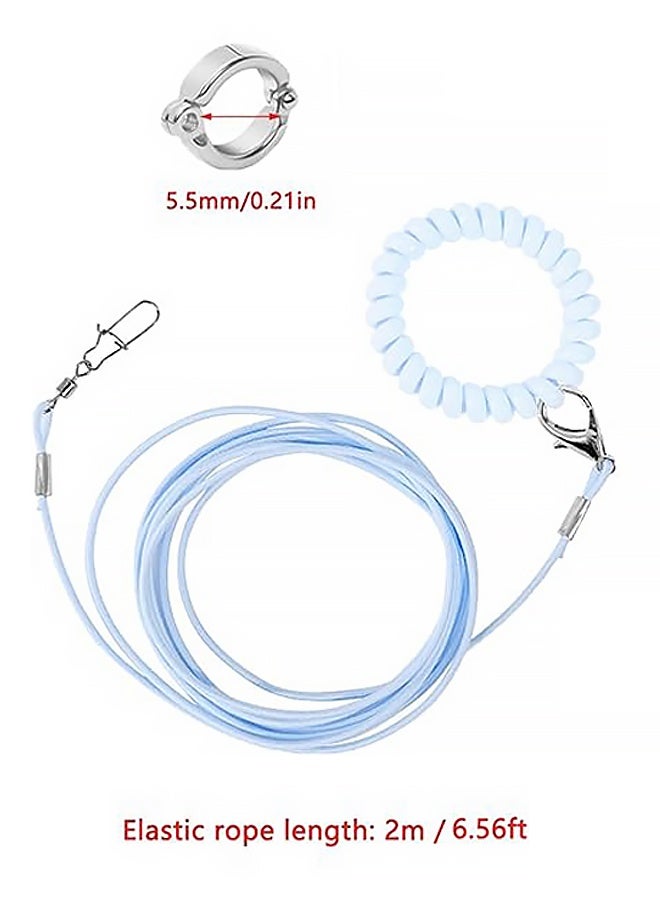 حبل تدريب الطيور، حبل طيران قابل للتعديل للببغاء، حبل جرّ طيران عالمي، أداة متينة للرحلات، لعبة تدريب خارجية للطيور، الببغاء، الكوكاتيل، الببغاء الصغير، اللوري، حبل طيران مرن بطول 3 أمتار، حلقة قدم رقم 6، أزرق - Image 2